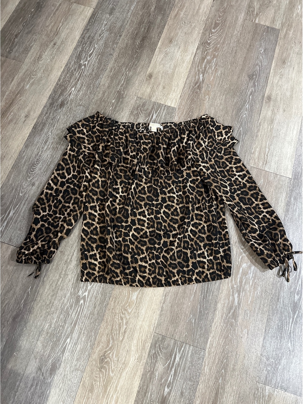 Michael Kors Leopard Print Off-Shoulder Blouse Size S